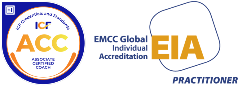 Accreditation logos Logos for certified coaching and EMCC Global Individual Accreditation.